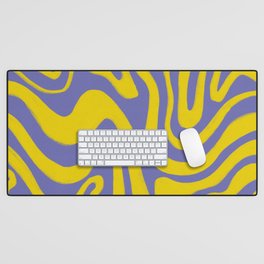 Retro Liquid Swirl Pattern in Very Peri and Yellow Desk Mat