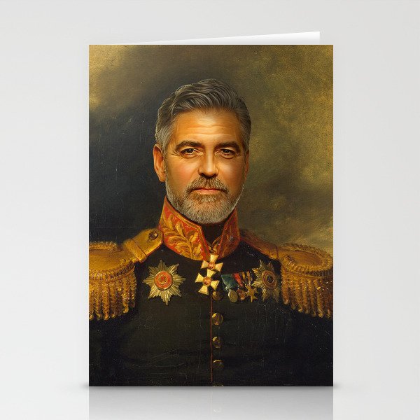 George Clooney - replaceface Stationery Cards