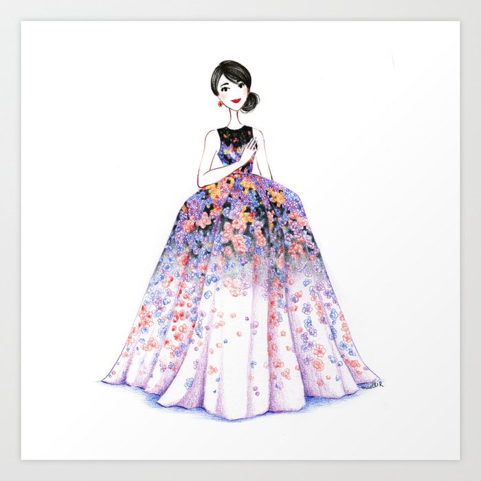 Flower Gown Art Print by maellerajo | Society6