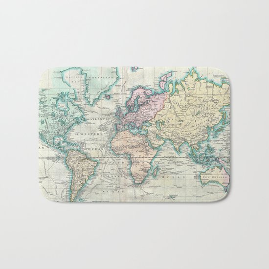 Vintage Map of The World (1801) Bath Mat