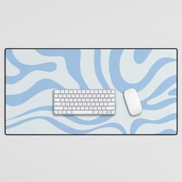 Soft Liquid Swirl Abstract Pattern Square in Powder Blue Desk Mat