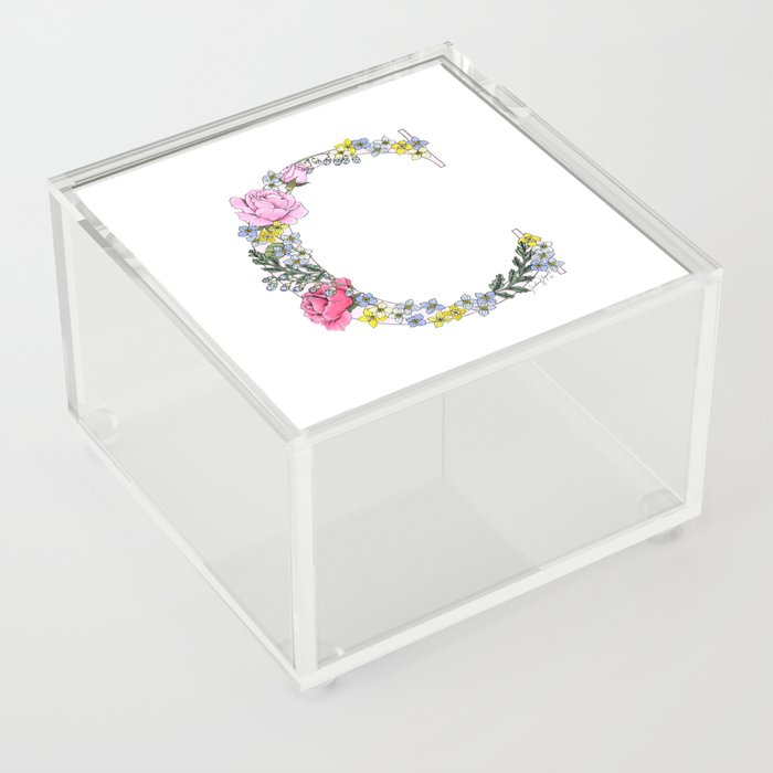Floral Monogram C Acrylic Box