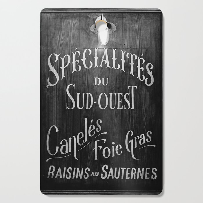 Vintage French Food | Black and White Sign Cutting Board