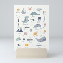 Ocean sea life alphabet  Mini Art Print
