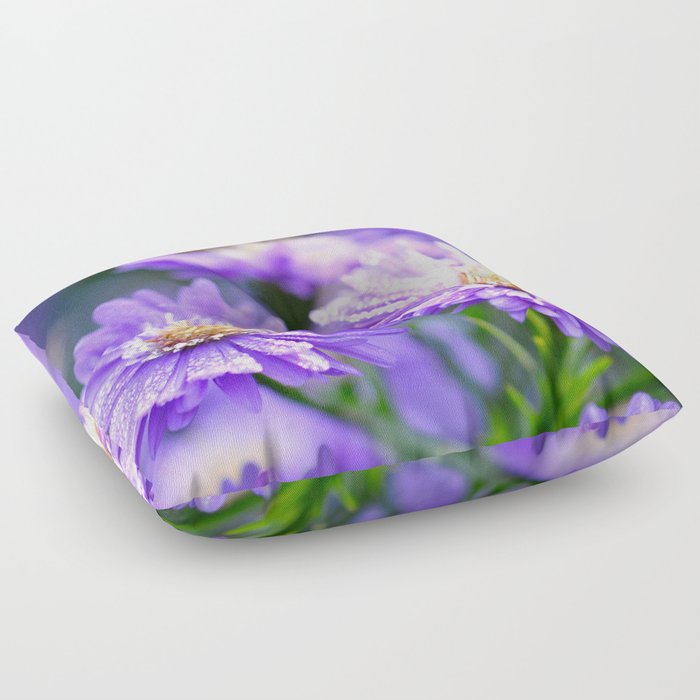 Shiny Purple Winter Daisy  Floor Pillow