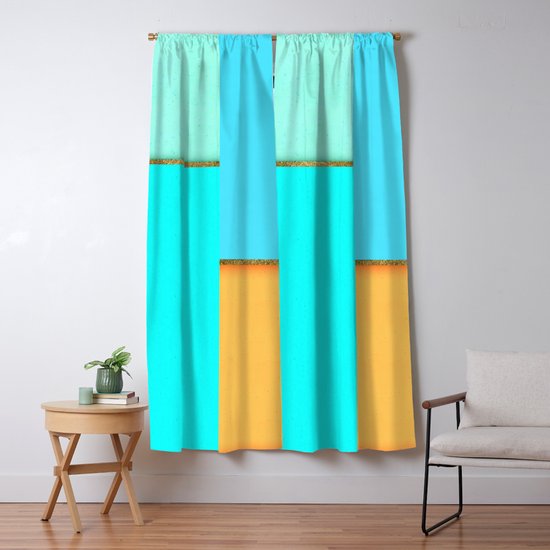Light Blue Orange And Gold Abstract Art Blackout Curtain By Gardenofdelights Society6 This blue curtains would highlight your fancy tastes. society6