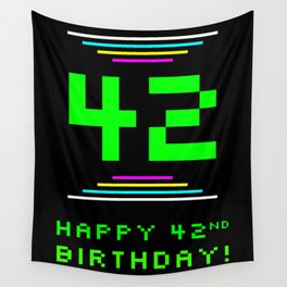 [ Thumbnail: 42nd Birthday - Nerdy Geeky Pixelated 8-Bit Computing Graphics Inspired Look Wall Tapestry ]