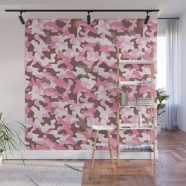 Pink Military Camouflage Pattern Wall Mural