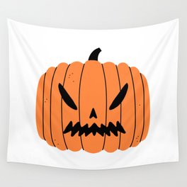 Creepy halloween pumpkin jack o lantern head cartoon Wall Tapestry