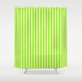 [ Thumbnail: Green & Bisque Colored Stripes/Lines Pattern Shower Curtain ]
