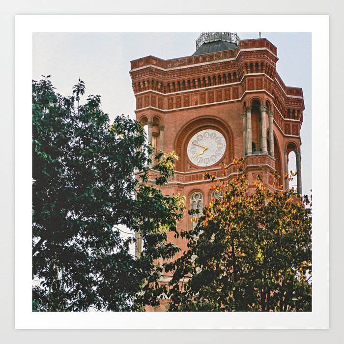 Germany Photography - Rotes Rathaus Peaking Over Trees Art Print