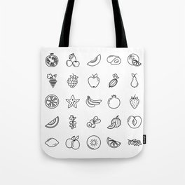 Set of icons with different fruits Tote Bag