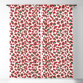 Christmas Leopard Print Red and Green on White Blackout Curtain
