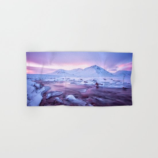 Freezing Mountain Lake Landscape Hand & Bath Towel