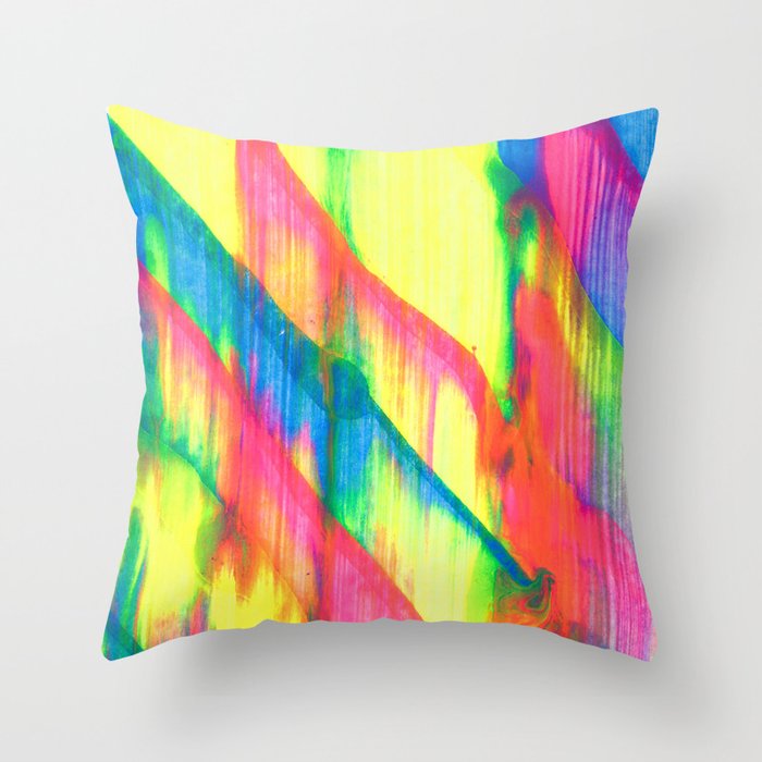 Glowing Neon Abstract Painting V2 Throw Pillow