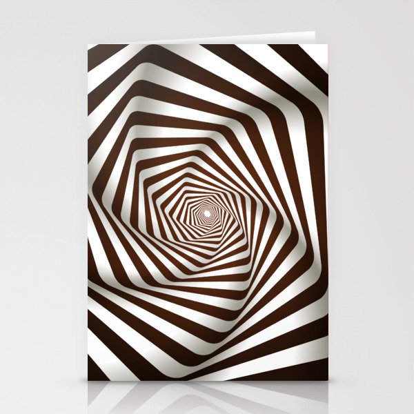 Brown & White Color Psychedelic Design Stationery Cards