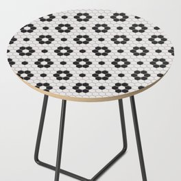 Black & White Hexagon Floral Tile Side Table