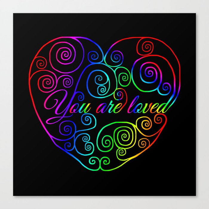 Rainbow You are Loved Heart Canvas Print