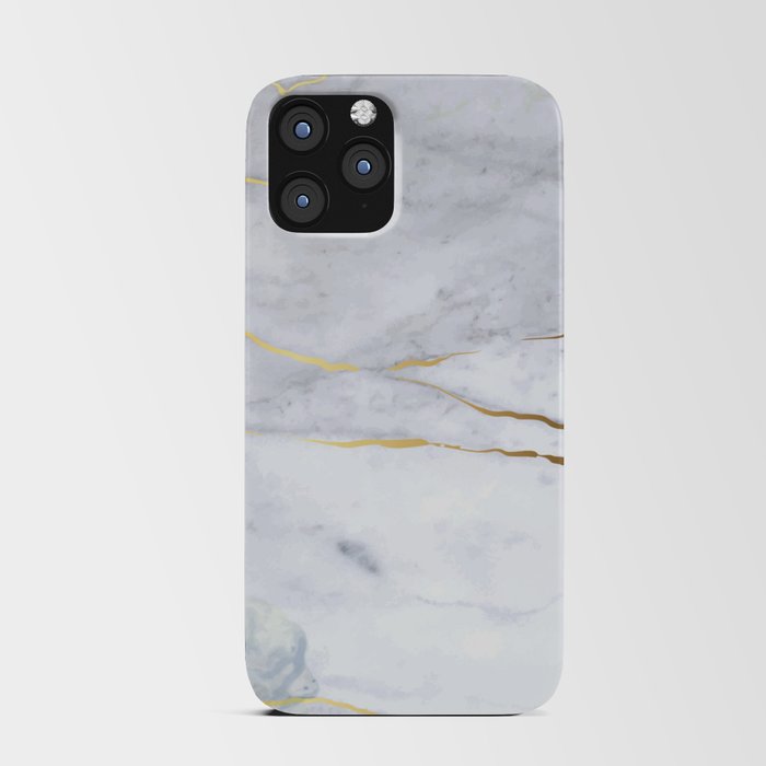blue golden white marble  iPhone Card Case