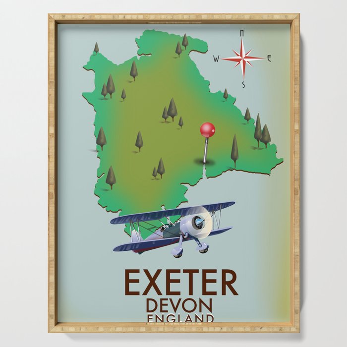 Exeter Devon vintage travel poster Serving Tray