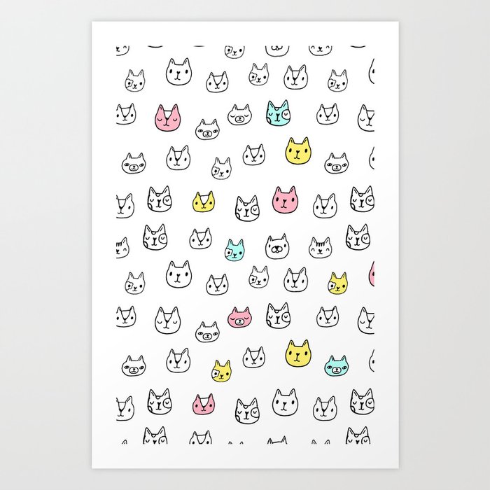 Sketchy Cats Art Print