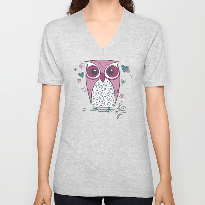 Loveable Owl V Neck T Shirt