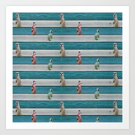 Meercat Beach Stripes Art Print