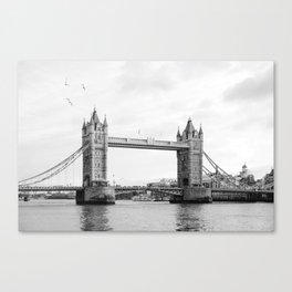 View at the Tower Bridge | London UK travel photography | Architecture black and white art print Canvas Print