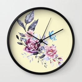 flower and butterfly Wall Clock