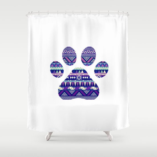 Aztec Paw Print (Dog & Puppy, Animal Lovers) Shower Curtain