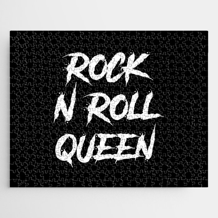 Rock and Roll Queen Typography White Jigsaw Puzzle