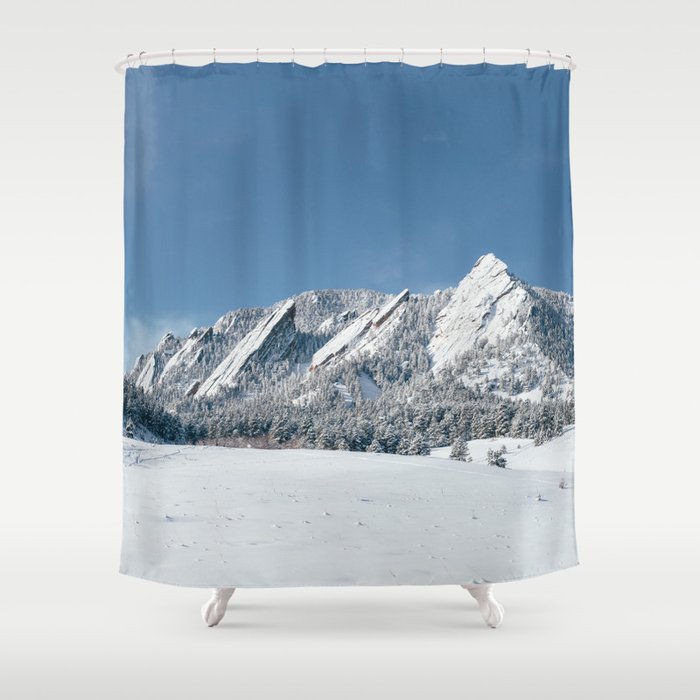 Snowy Flatirons Shower Curtain