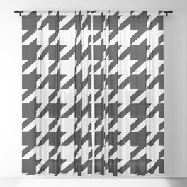 retro fashion classic modern pattern black and white houndstooth Sheer Curtain
