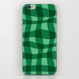 Warped Checkered Gingham Pattern (green) iPhone Skin