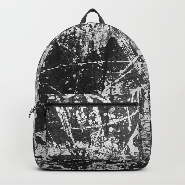 black abstract mono graffiti texture pattern Backpack by ...