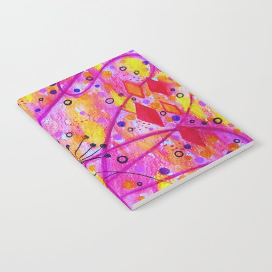 INTO THE FALL 2 - Whimsical Pink Purple Autumn Floral Watercolor Abstract Nature Pattern Fine Art Notebook