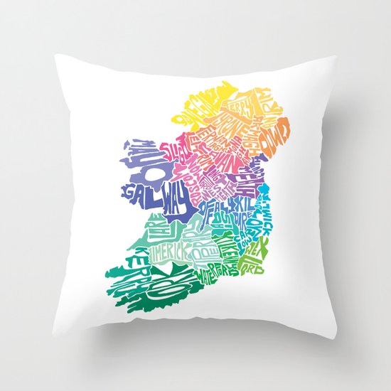 Typographic Ireland Throw Pillow