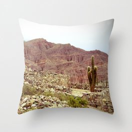 South America Desert Landscape | Saguaro cactus and dry scenery Throw Pillow