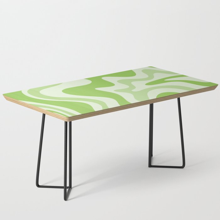 Retro Liquid Swirl Abstract Pattern in Light Lime Green Coffee Table