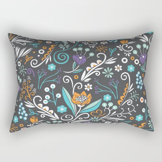 Flower circle pattern, brown Rectangular Pillow