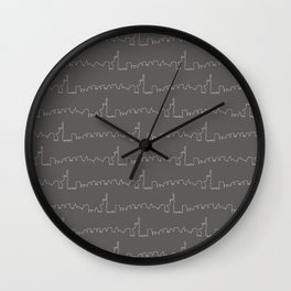 New York Skyline // Charcoal Grey Wall Clock