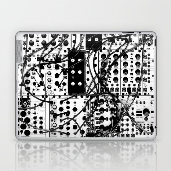analog synthesizer system - modular black and white Laptop & iPad Skin