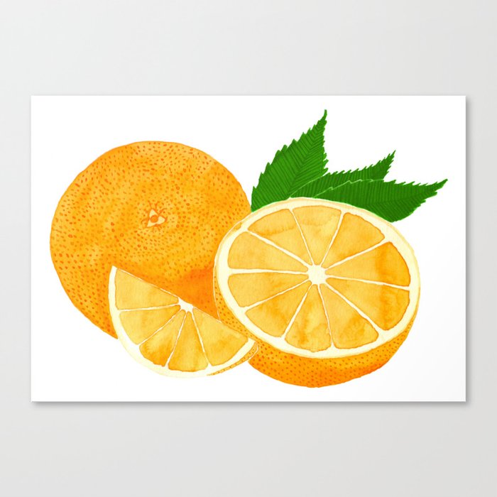 Delicious Watercolor Oranges Canvas Print