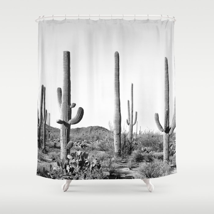 Grey Cactus Land Shower Curtain