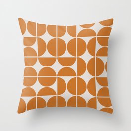Orange mid century modern shapes Throw Pillow