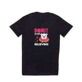Cute Polar Bear Funny Animals In Donut Pink T Shirt