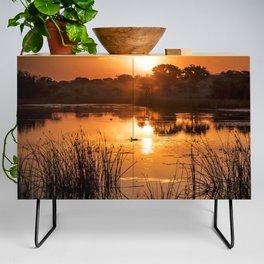 South Africa Photography - Beautiful Sunset Over A Small Lake Credenza