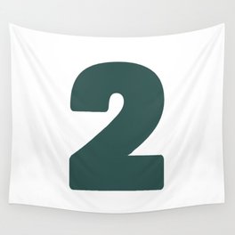 2 (Dark Green & White Number) Wall Tapestry
