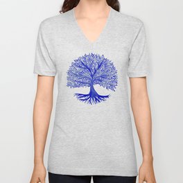 Tree of Life Watercolor – Navy V Neck T Shirt