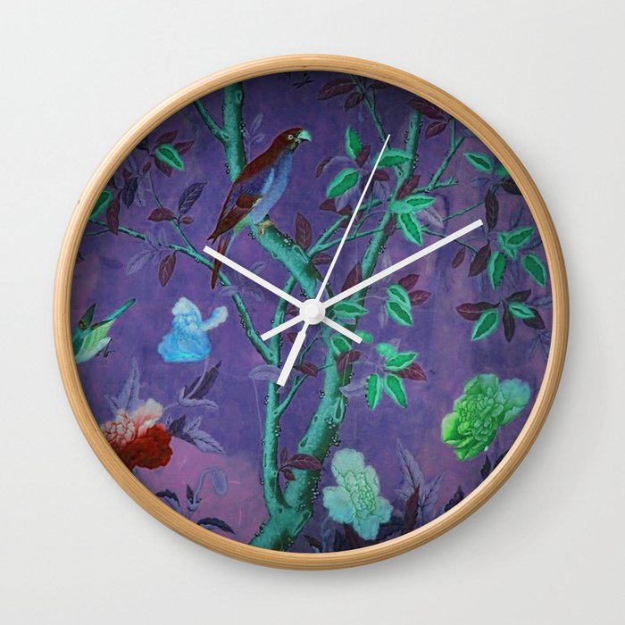 Aubergine & Teal Chinoiserie Wall Clock